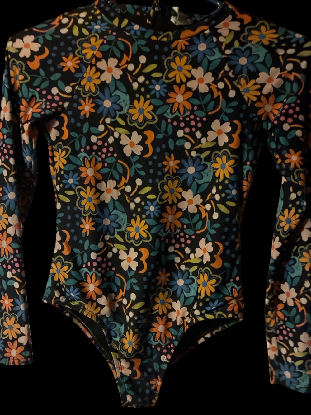 Characters):Hobie Girls Floral Long Sleeve One Piece Rash Guard Swimsuit Size 12